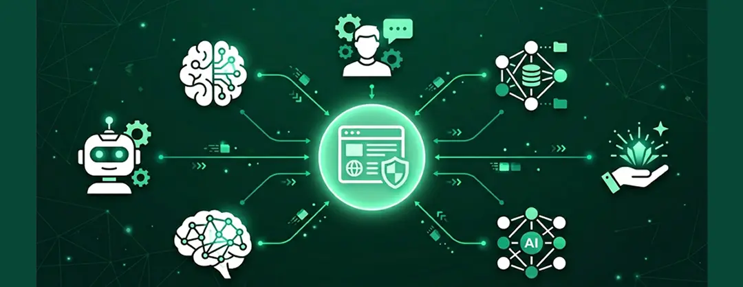 Illustration des principaux moteurs IA connectés à un site web d'entreprise