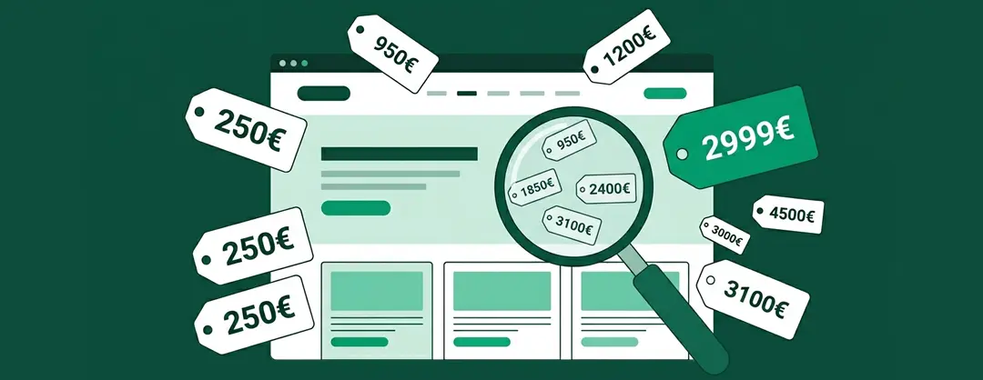 Illustration comparant les différents modèles de tarification d'un site web pour artisan