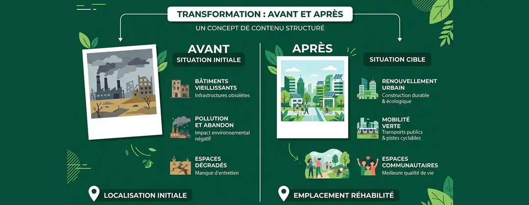 Structure d'une page de réalisation SEO efficace pour artisan — problème client, solution technique, photos avant-après, localisation