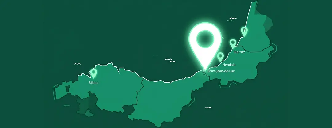 Illustration de la stratégie SEO couvrant la côte basque de Bayonne à la frontière espagnole