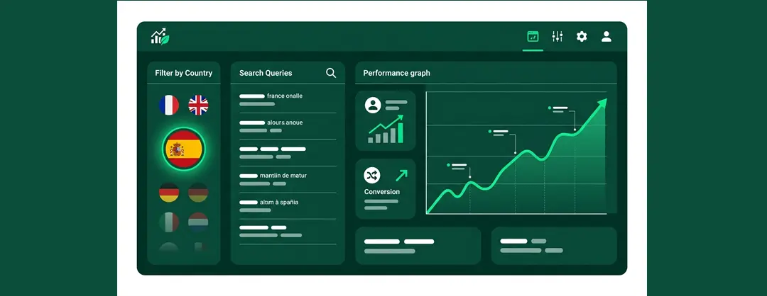 Illustration du suivi du trafic espagnol dans Google Search Console pour une entreprise hendayaise