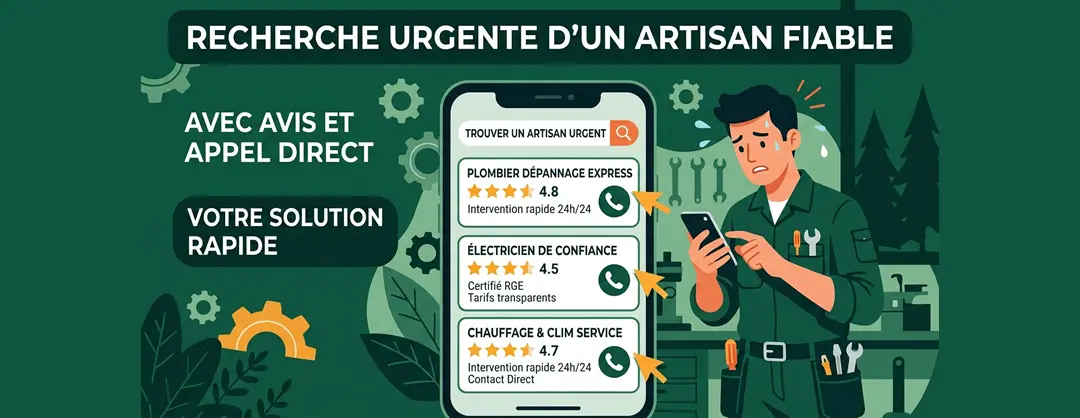 Illustration du cycle de recherche d'un client artisan au Pays Basque — urgence, confiance, appel direct