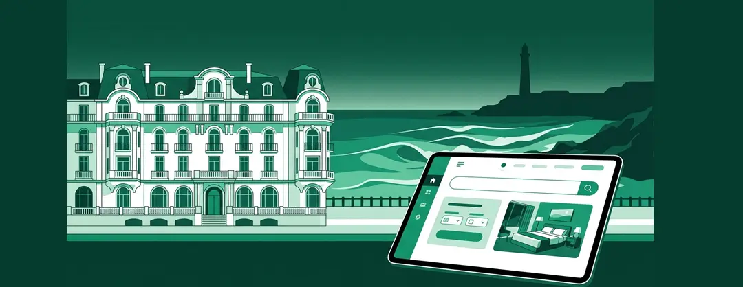 Illustration d'un établissement biarrot avec son site web professionnel reflétant le prestige de la ville
